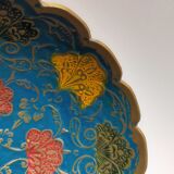 Brass cup with partitioned floral pattern chiseled contour