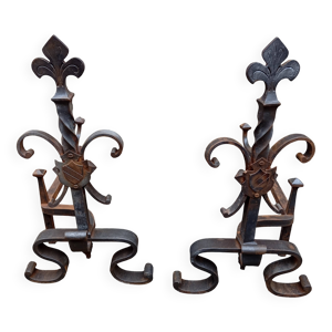 Paire de chenets motif