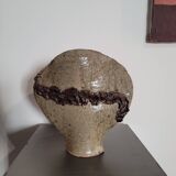 Old large brutalist stoneware ceramic vase odile pichon 60s