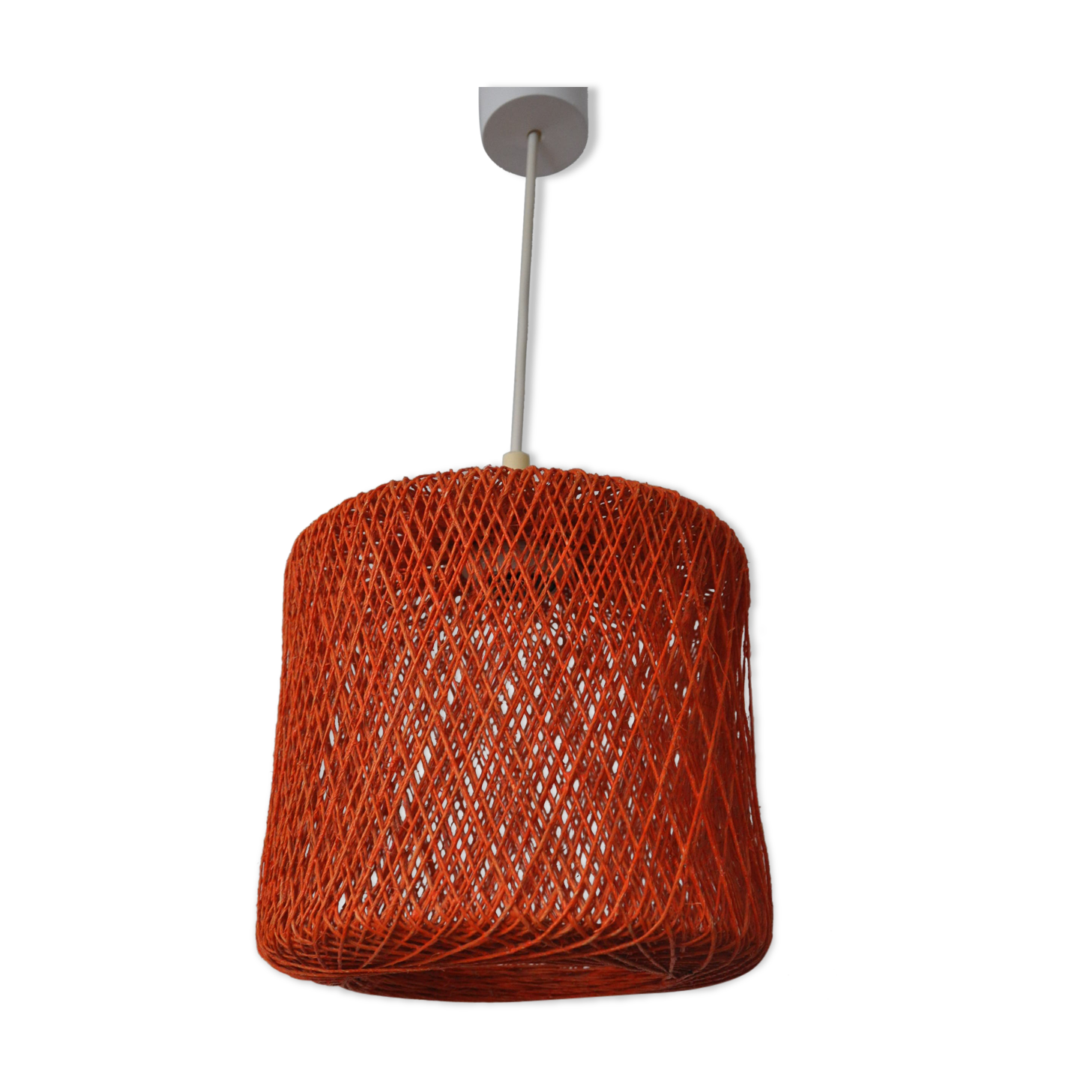 Hanging lamp in braided orange threads 50