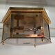 Vintage ceiling lamp in brass and smoked glass