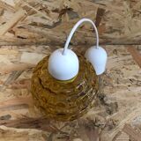 Old suspension ball glass blown orange luminaire 70s vintage