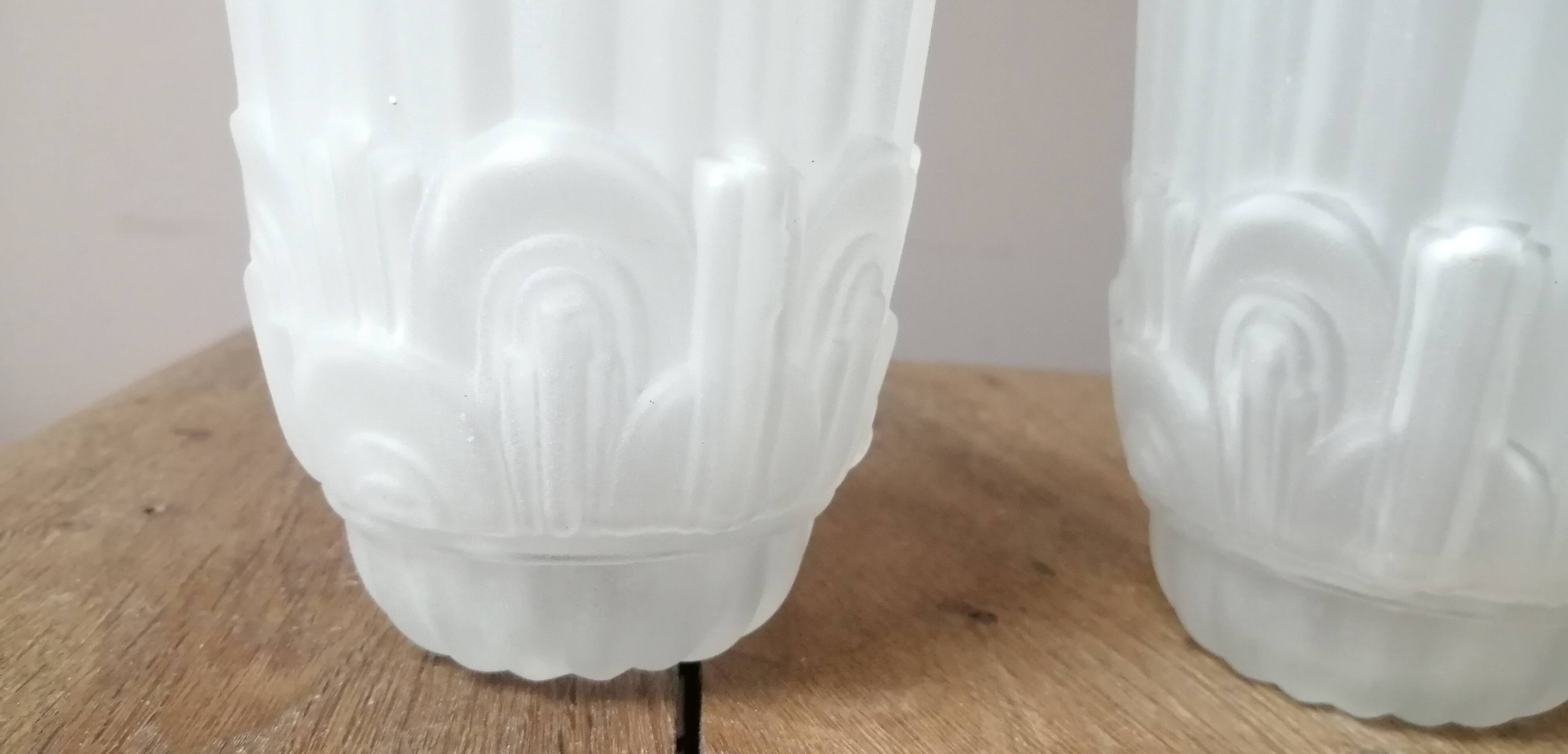 Set of 3 Art Deco frosted glass tulips