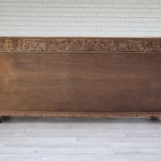 Canapé courbé danois des années 1950, mobilier en velours, bois de chêne.