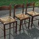 Set of 3 vintage wooden and straw chairs – 1950s
