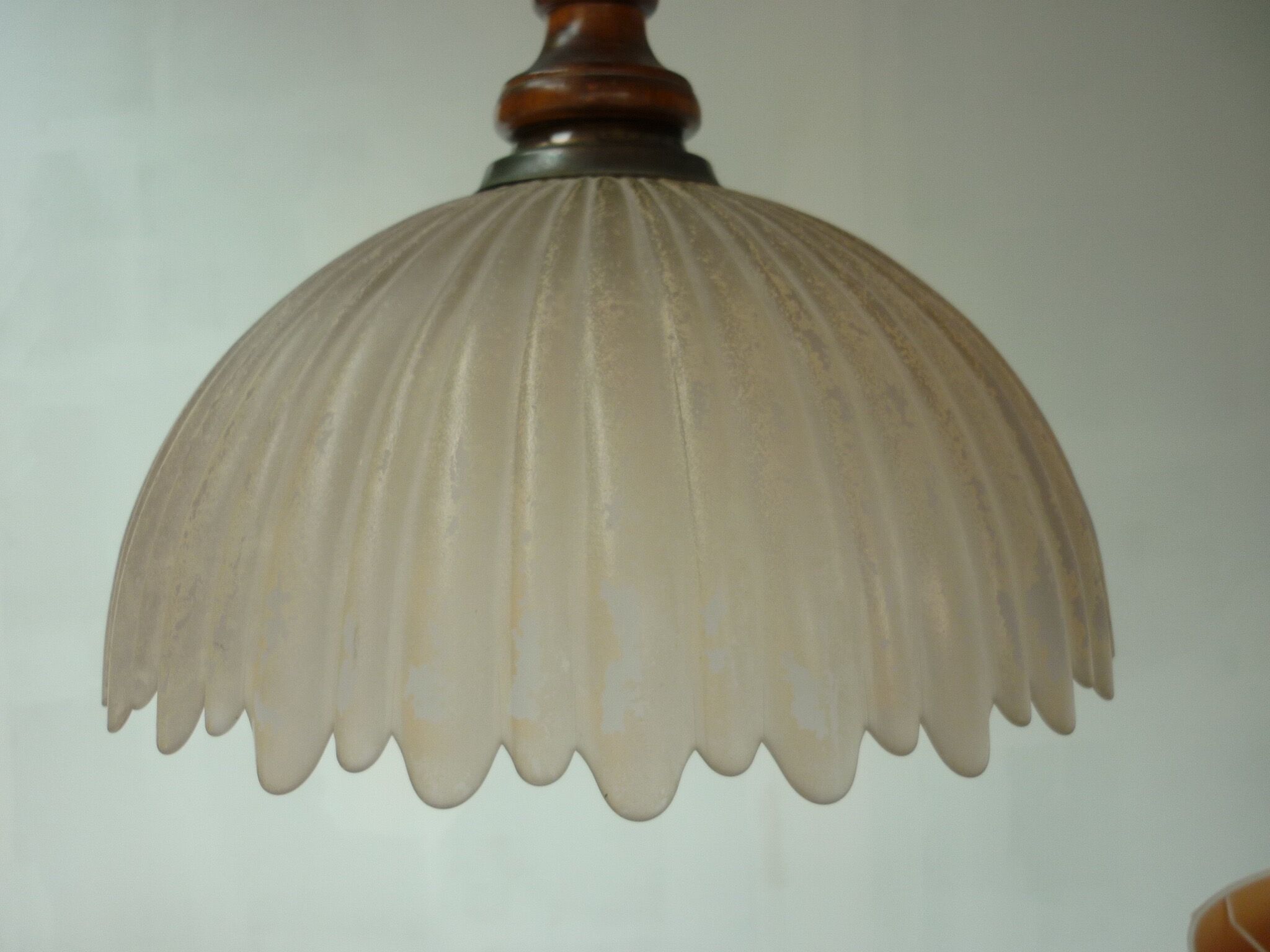 Vintage suspension cut in fluted pale pink opaline glass