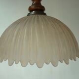 Vintage suspension cut in fluted pale pink opaline glass