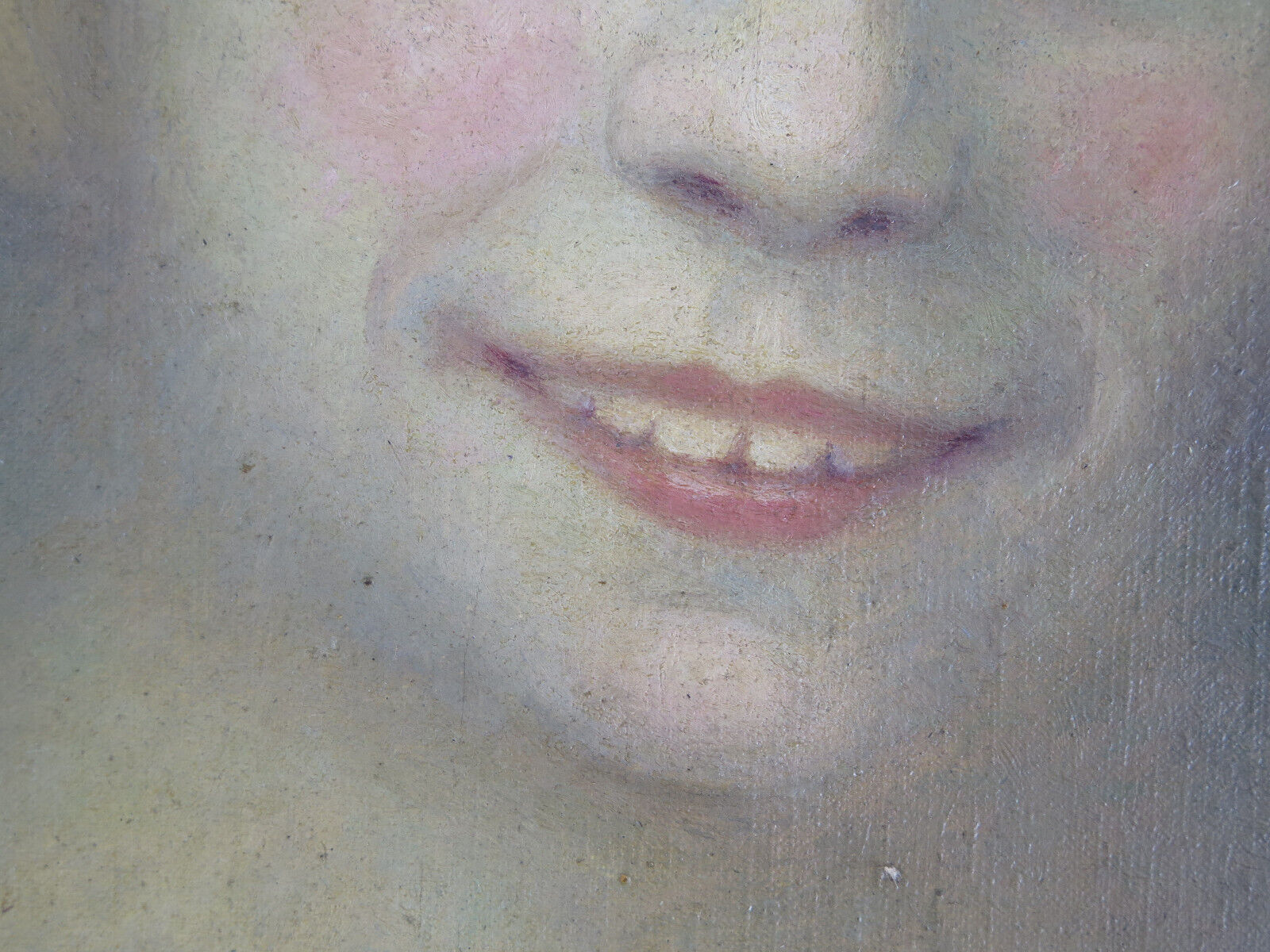 Antique signed painting portrait of a girl oil on canvas 1880 BM1N