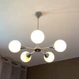 Sputnik chandelier with 5 globes. 1970. Space Age.