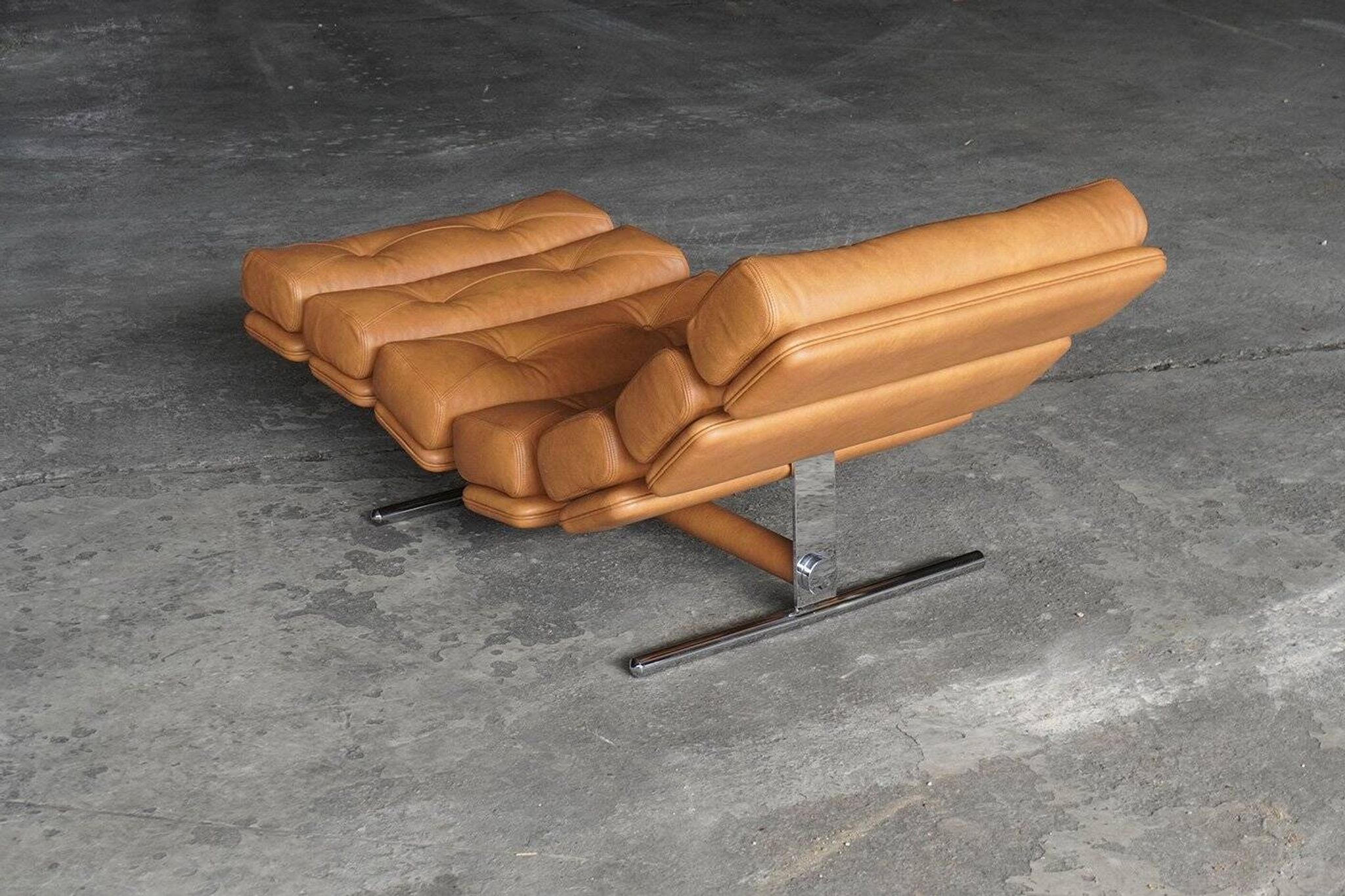Lounge Chair in Cognac Leather by Ric Deforche for Gervan, Belgium, 1970s
