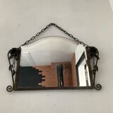 Beveled Art Deco wrought iron mirror