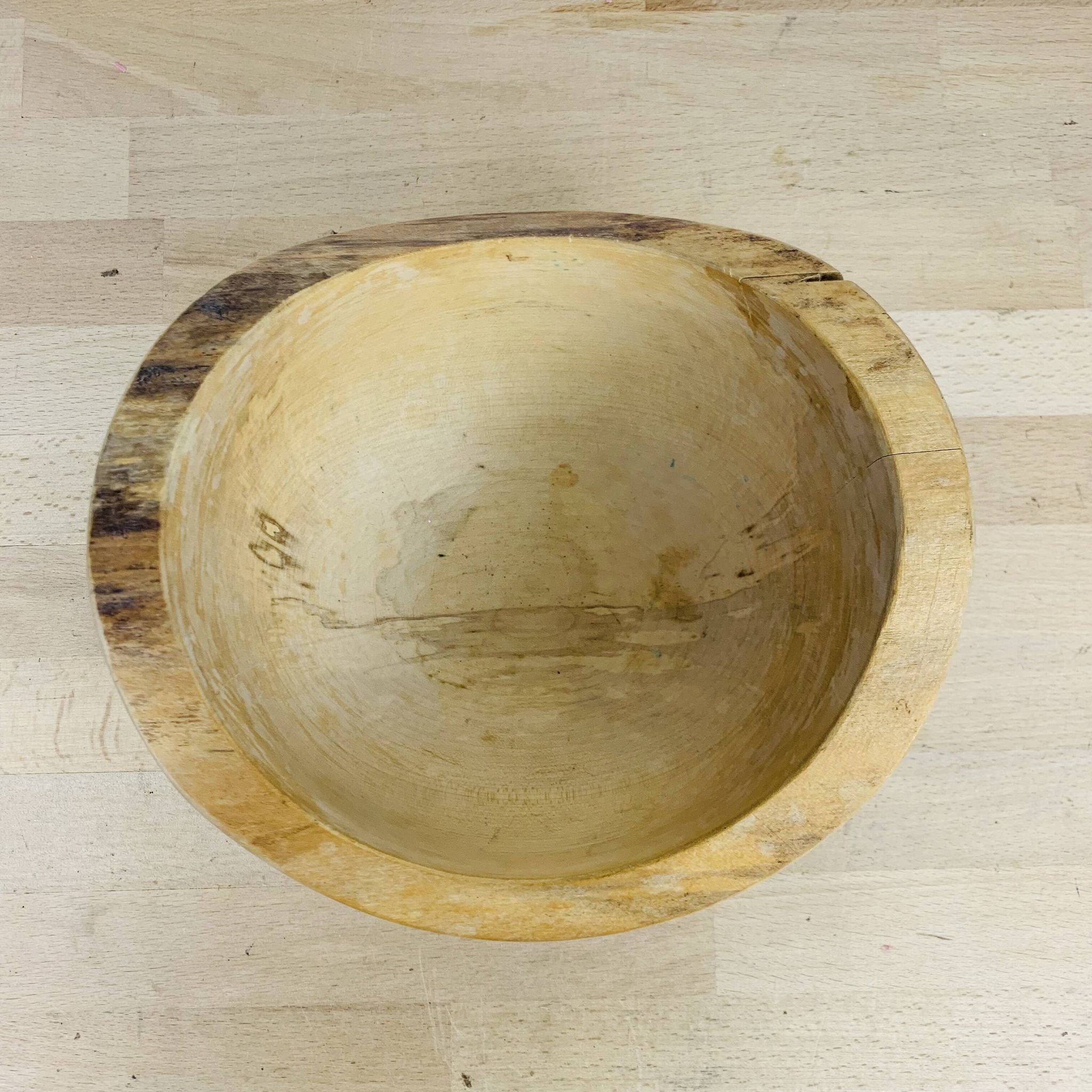 Vintage brutalist wooden cup, pocket tray