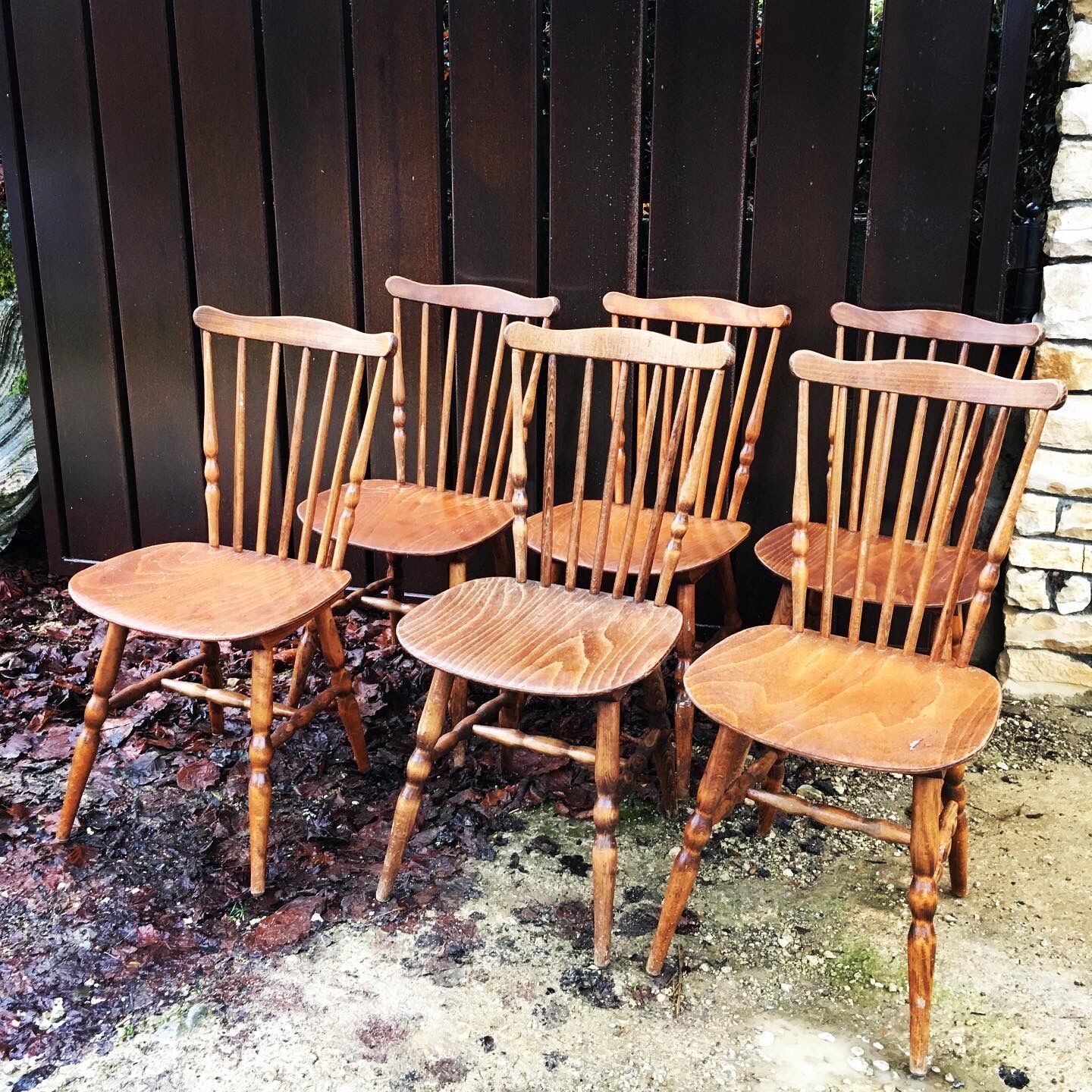 6 wooden Baumann bistro chairs
