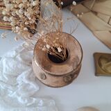 Wooden and brass vase