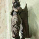 Small bronze-colored cast iron mermaid or cherub door knocker - 20th century