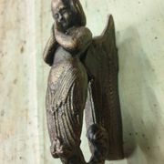 Petit heurtoir sirène ou angelot en fonte couleur bronze - xxè