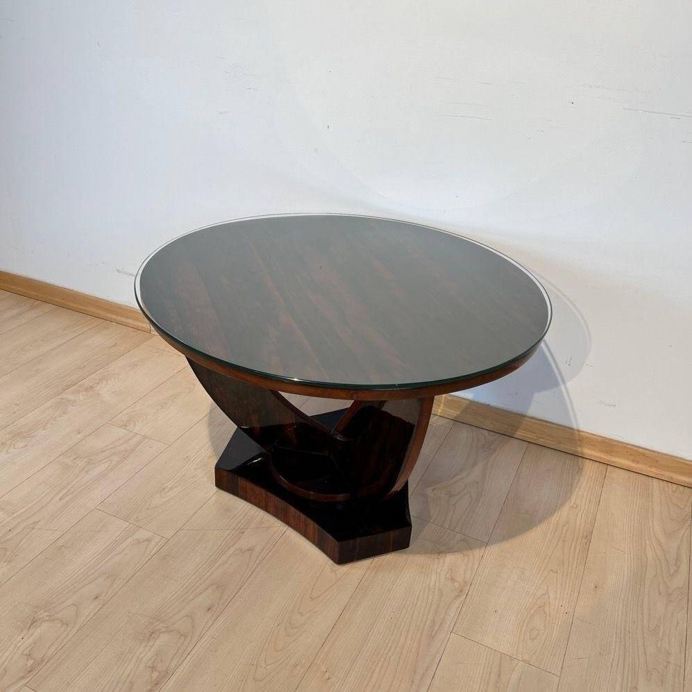 Art Deco Round Side Table in Rosewood Veneer, France, 1930s