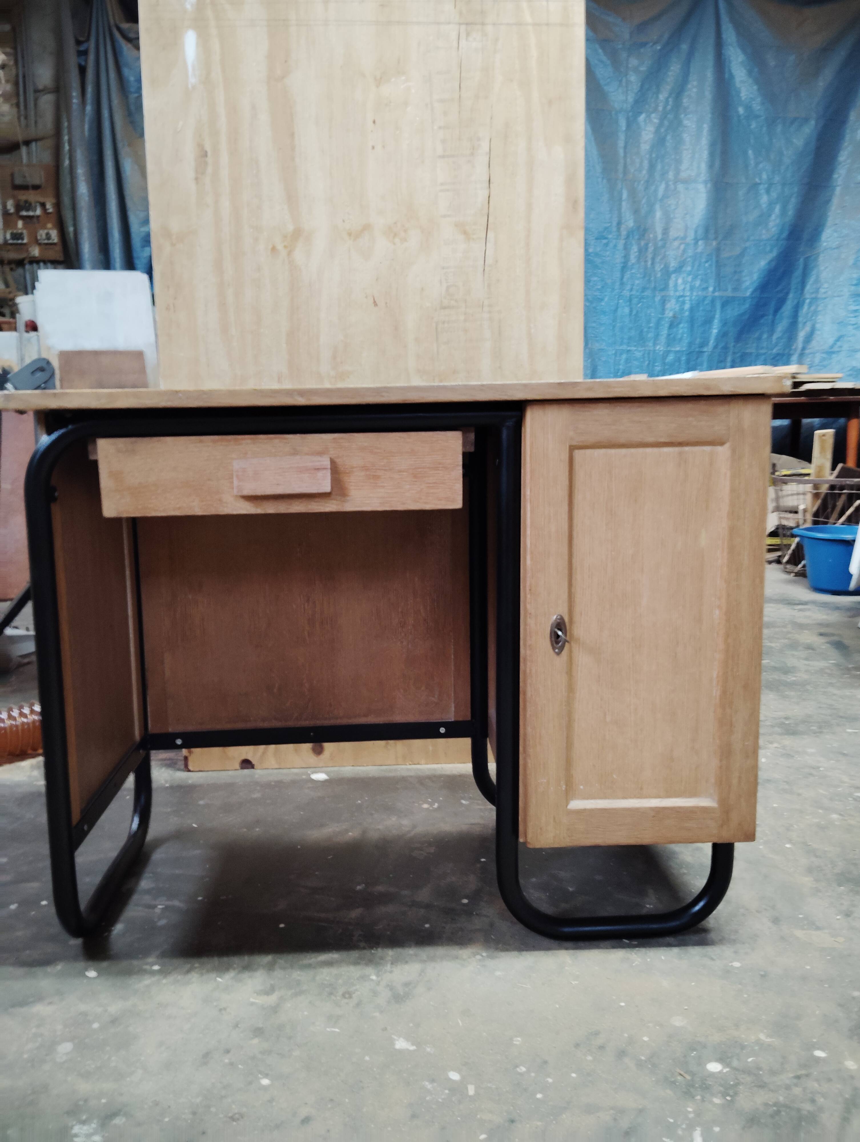 1950s desk in wood and tubular metal