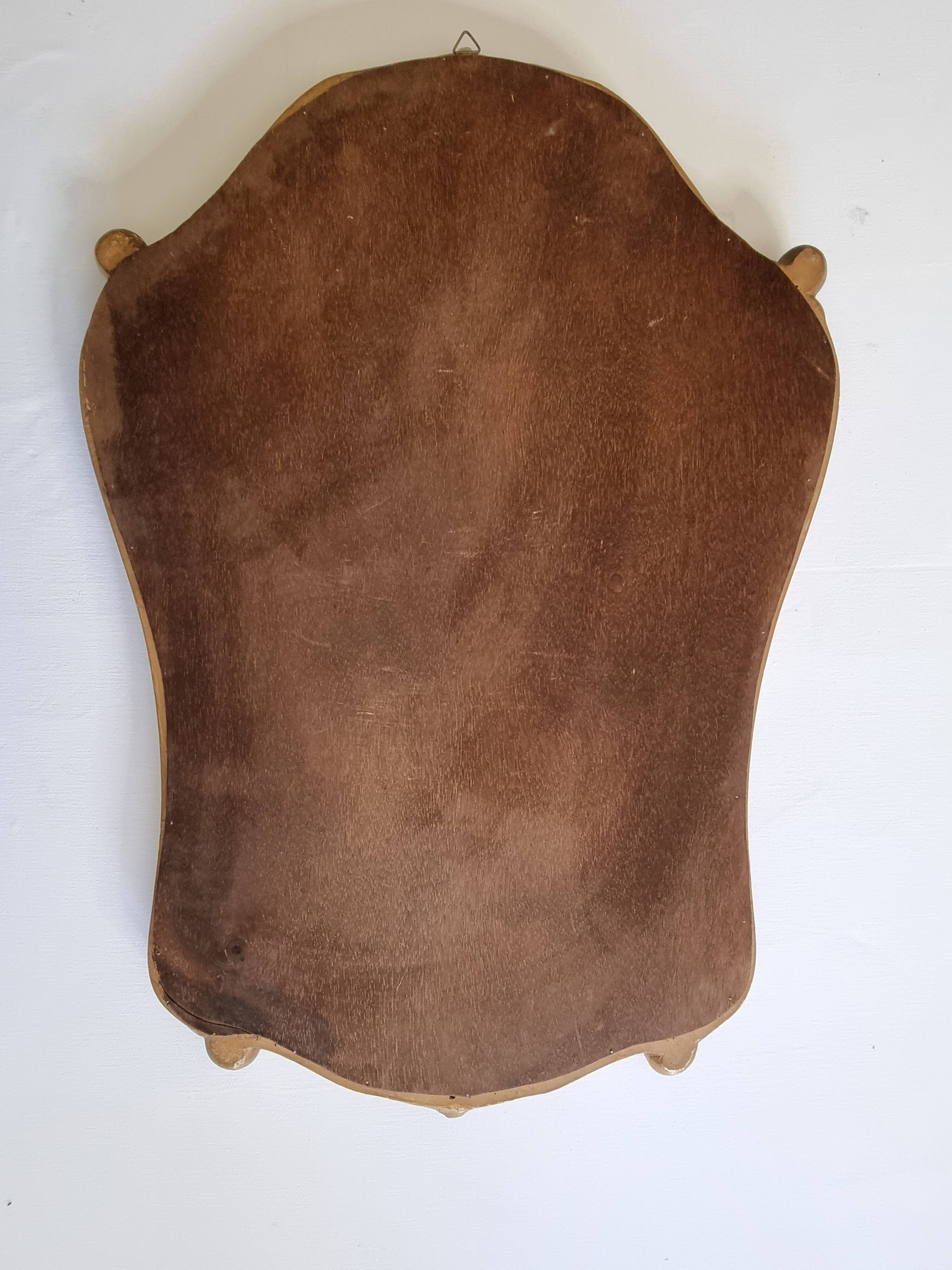 Vintage rocaille style mirror in stucco and wood 80 cm