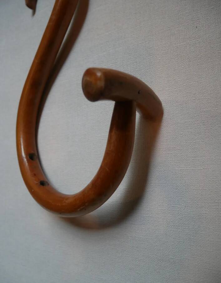 Set of five turned wooden wall hooks Thonet classic country decoration