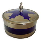 Candy box in cobalt blue ceramic and metal
