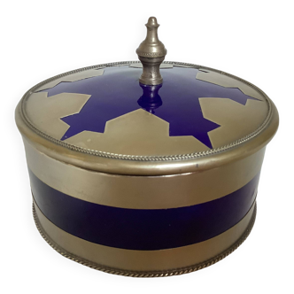 Candy box in cobalt blue ceramic and metal