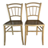 Pair of caned chairs in light wood