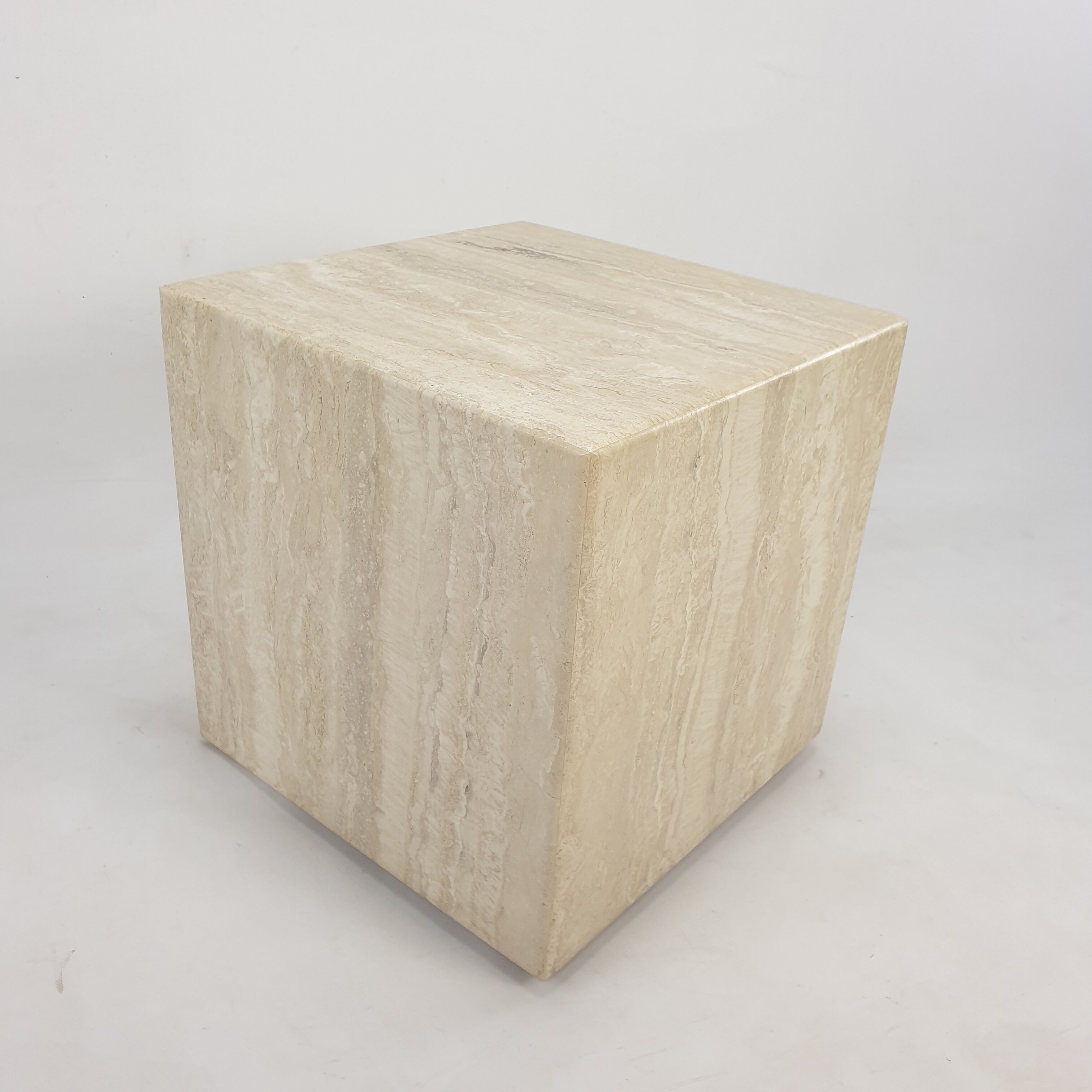 Italian Travertine Side Table, 1980's