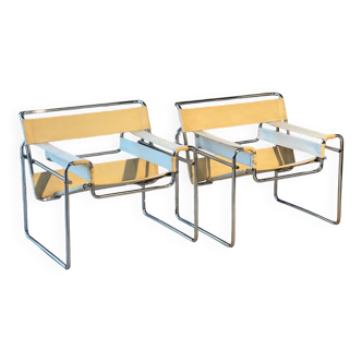 Paire de fauteuils Wassily en toile édition Gavina 1964