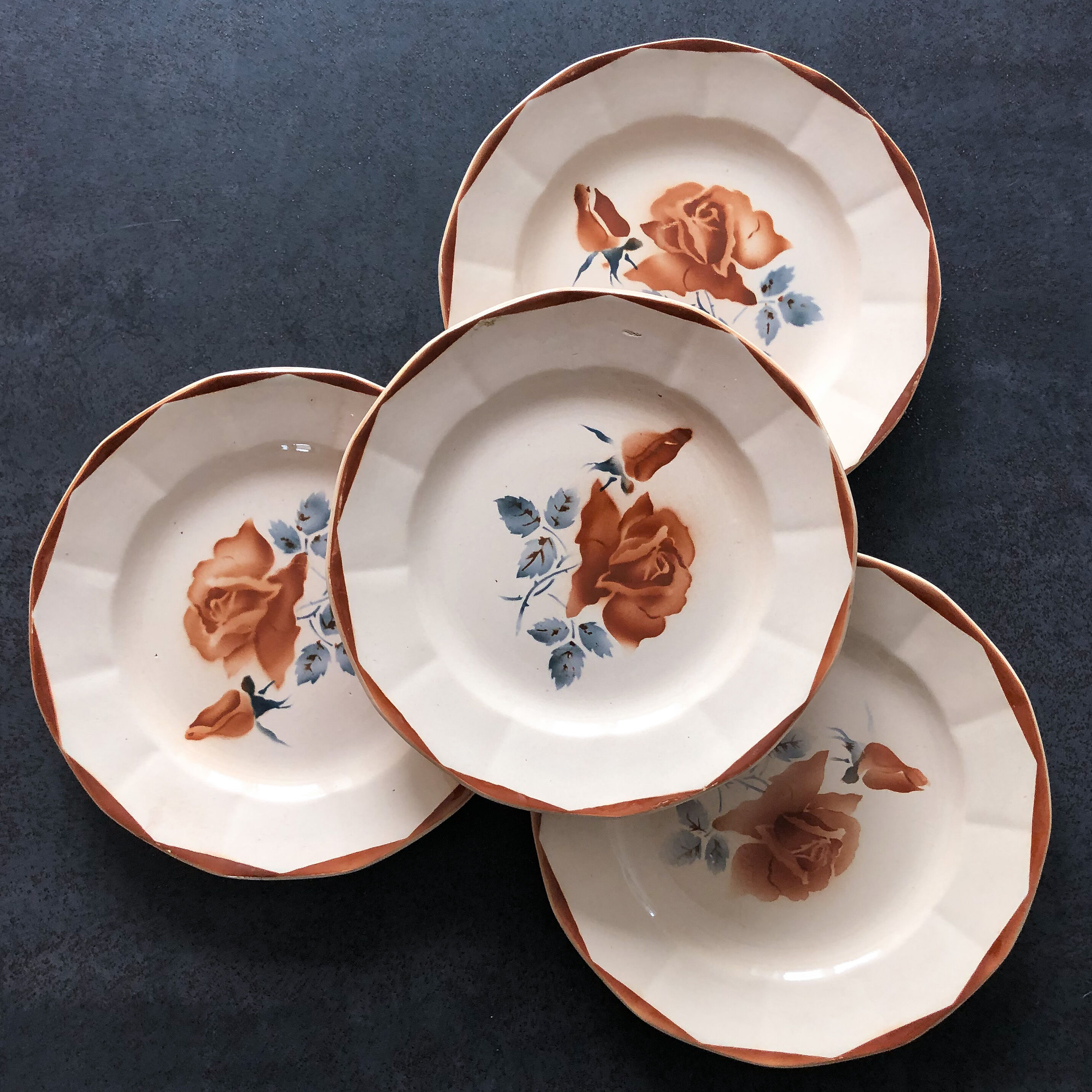 Set of 4 dessert plates Digoin Sarreguemines