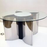 Space age Italian coffee table in steel with lighting, 1970s