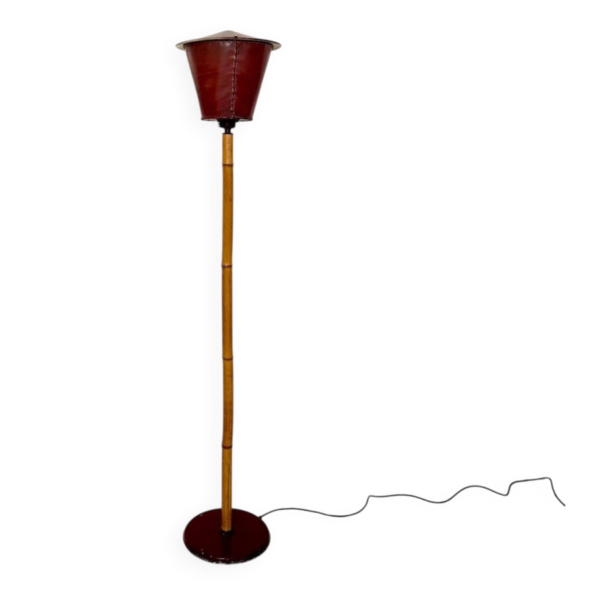 Italian mid-century floor lamp in bamboo & metal, 1950s