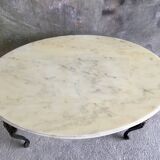 Neoclassical oval marble and bronze coffee table