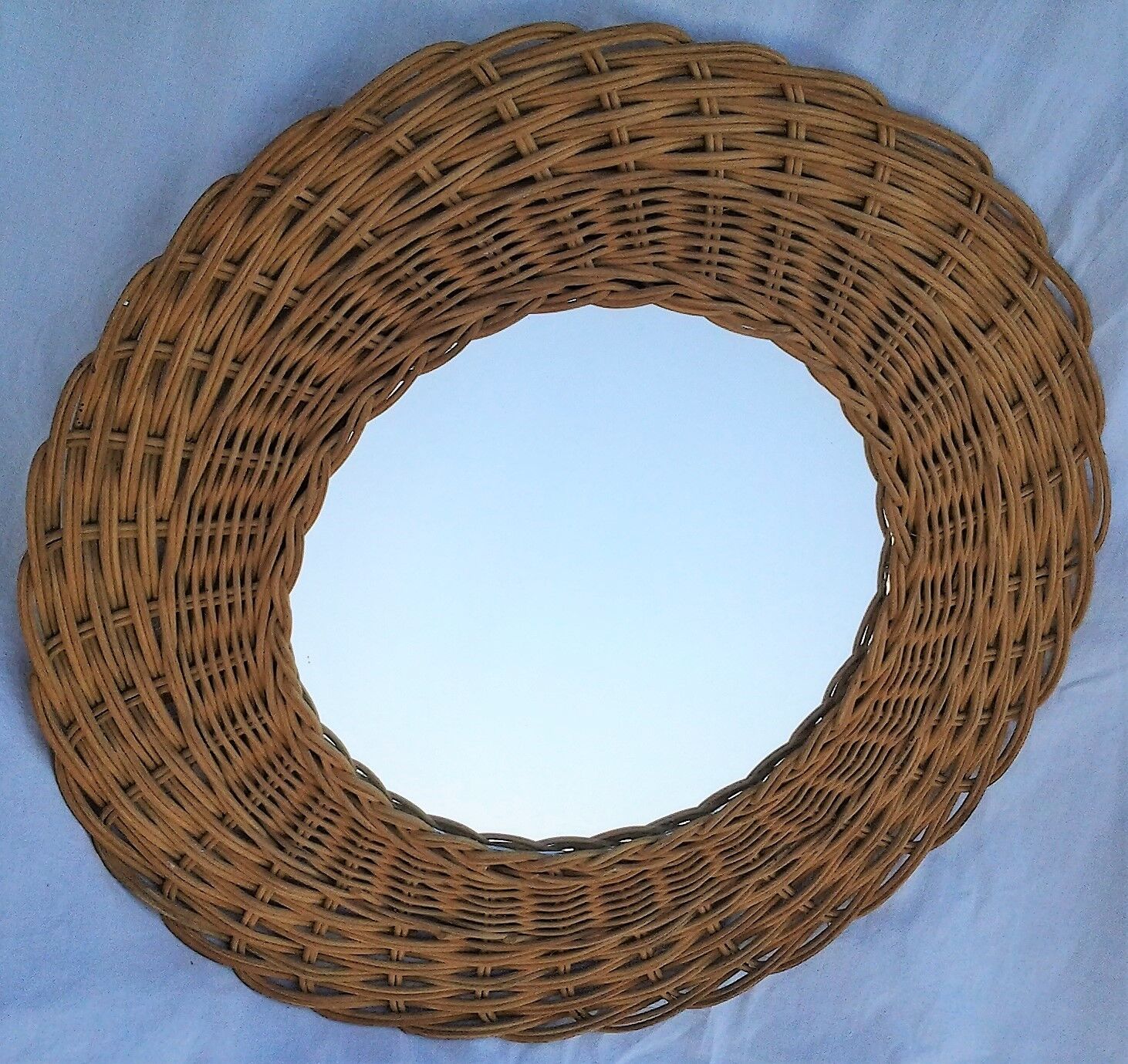 Vintage wicker sun mirror 37x37cm