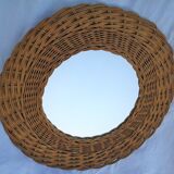 Vintage wicker sun mirror 37x37cm
