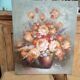 Bouquet de fleurs : Tableau ancien huile sur toile