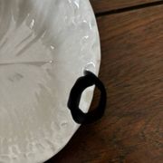 Vintage hollow dish and its 6 strawberry slip bowls