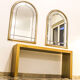 Pair of bevelled mirrors, brass edging frame in brushed wood years Italy 70's