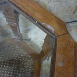 Hexagonal glass wood coffee table