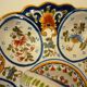 Dish, egg server in hand-painted earthenware, signed Geo Martel