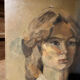 Old oil painting on wood: portrait