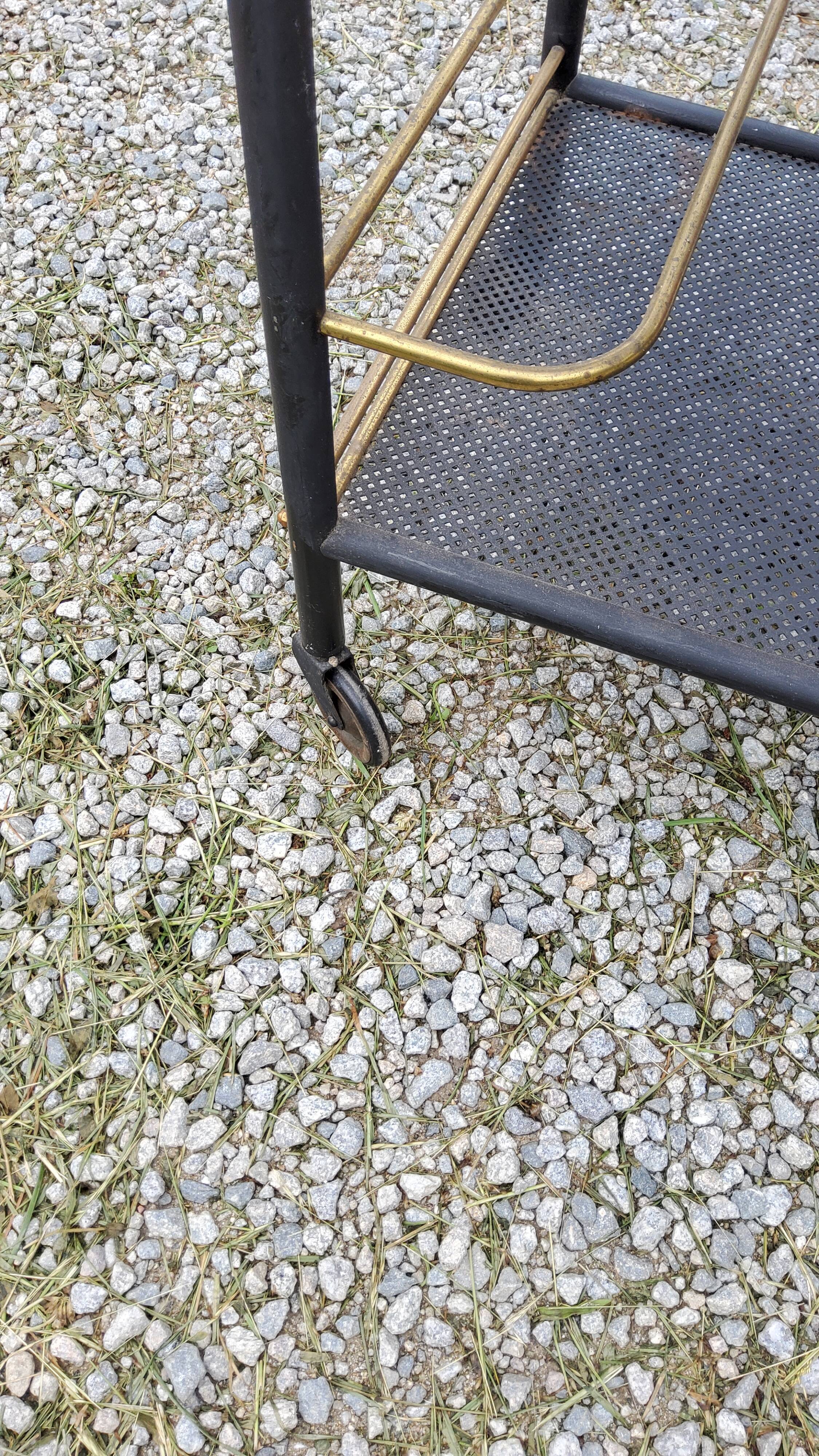 Rolling service bar of the 50s in rigitulle and brass