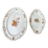 Duo de plats anciens Condé Longchamp – Terre de Fer, décor floral & in