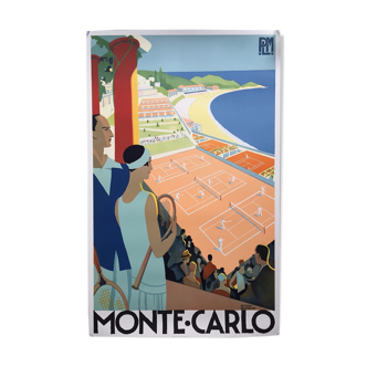 Poster French reprint in lithography (1989) "Monte-Carlo"