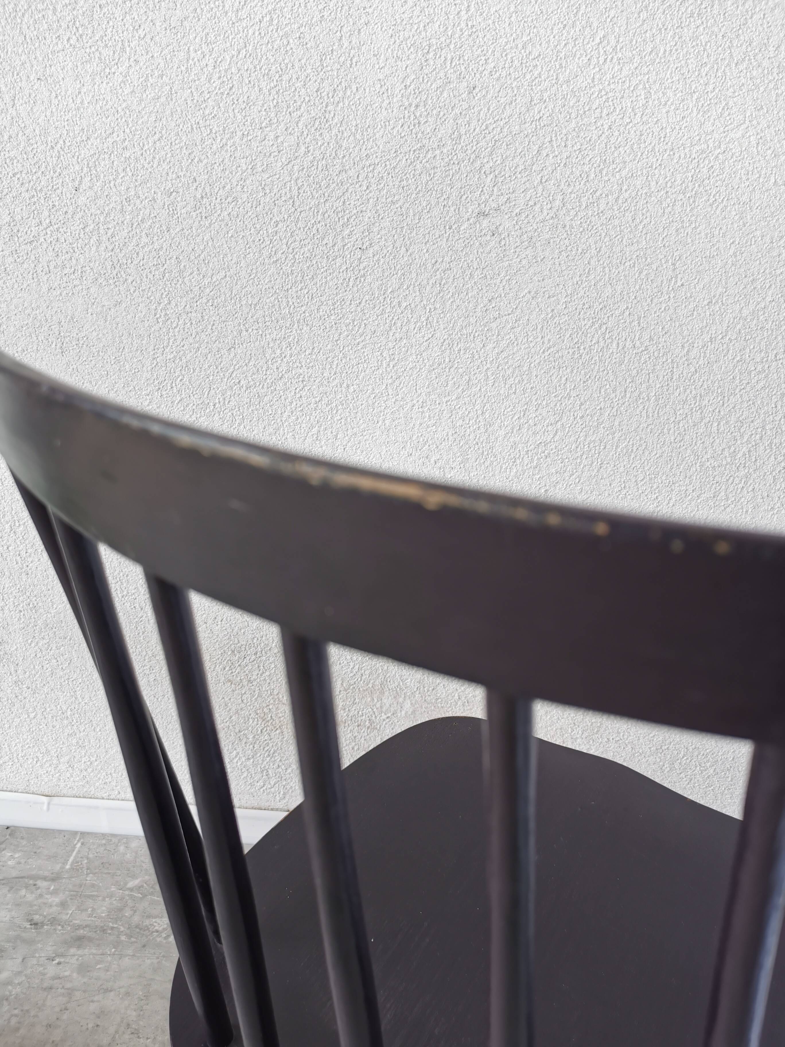 Chaise de salle à manger vintage en hêtre noir : style Ilmari Tapiovaara, scandinave