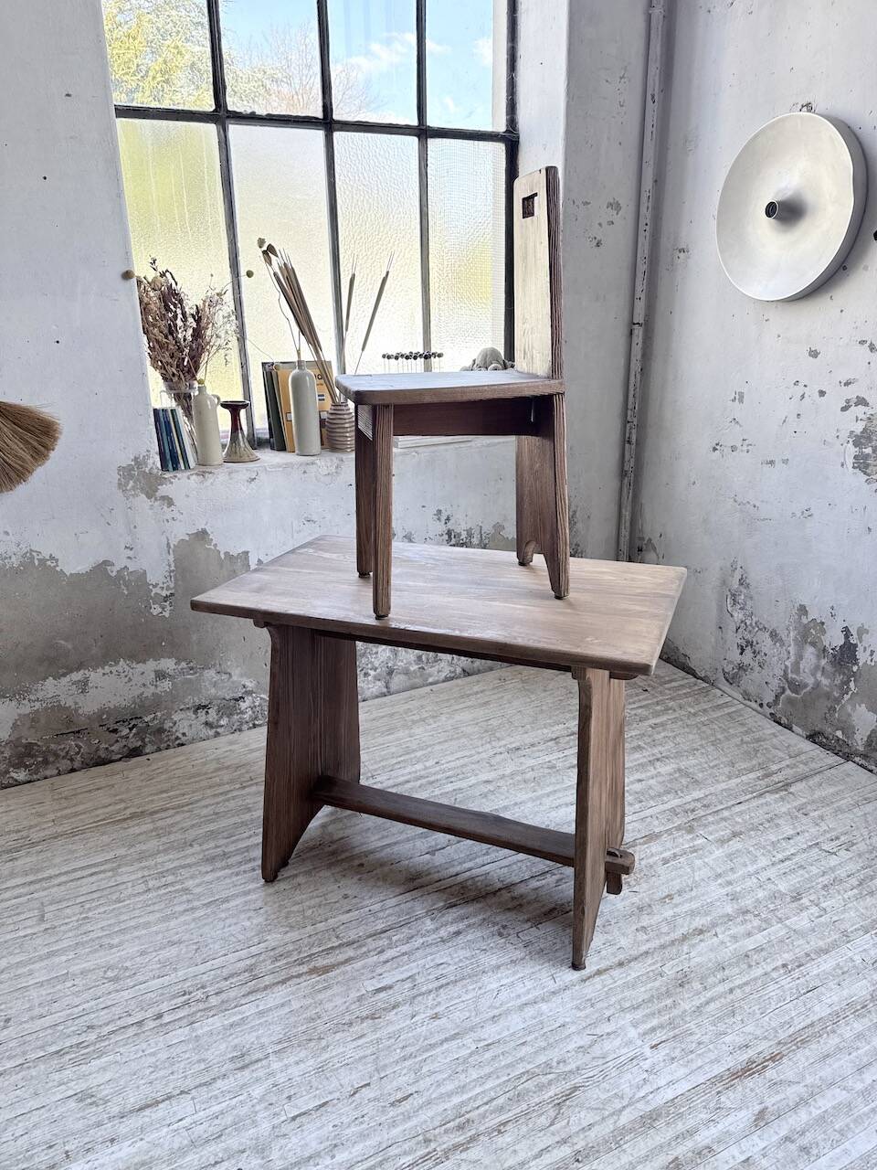Brutalist office chair set from the 1950s.