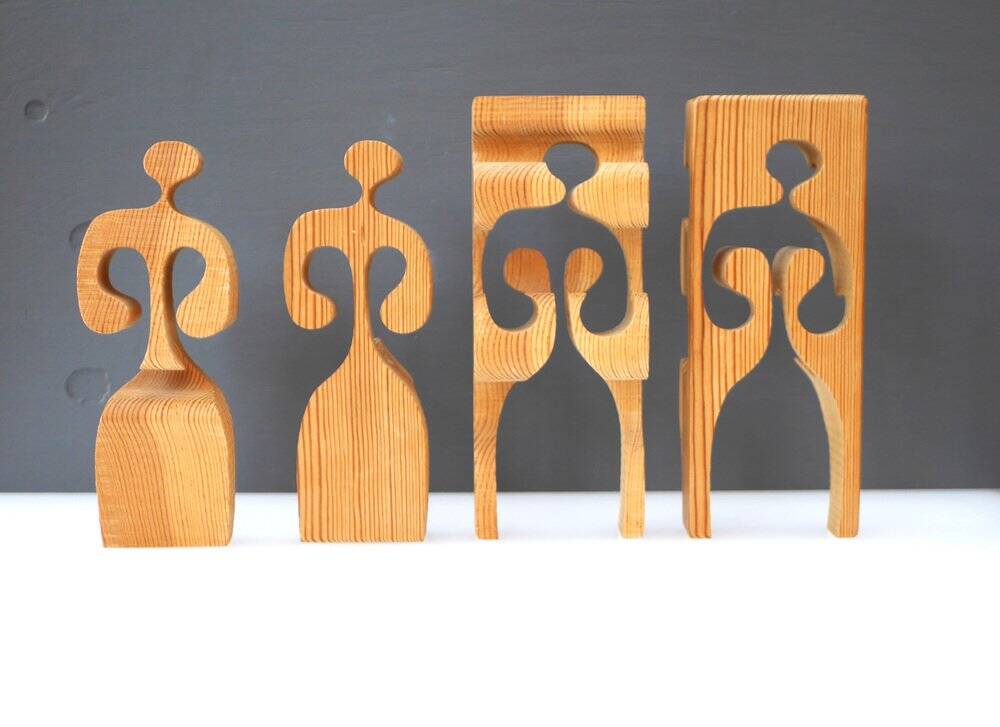 Puzzle in wood sculpture by Gunnar Kanevad for Gamla Linköping, Sweden, 1962.