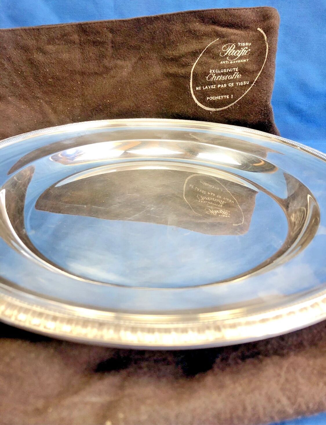 Round semi-hollow plate silver-plated Gallia Christofle Malmaison Empire