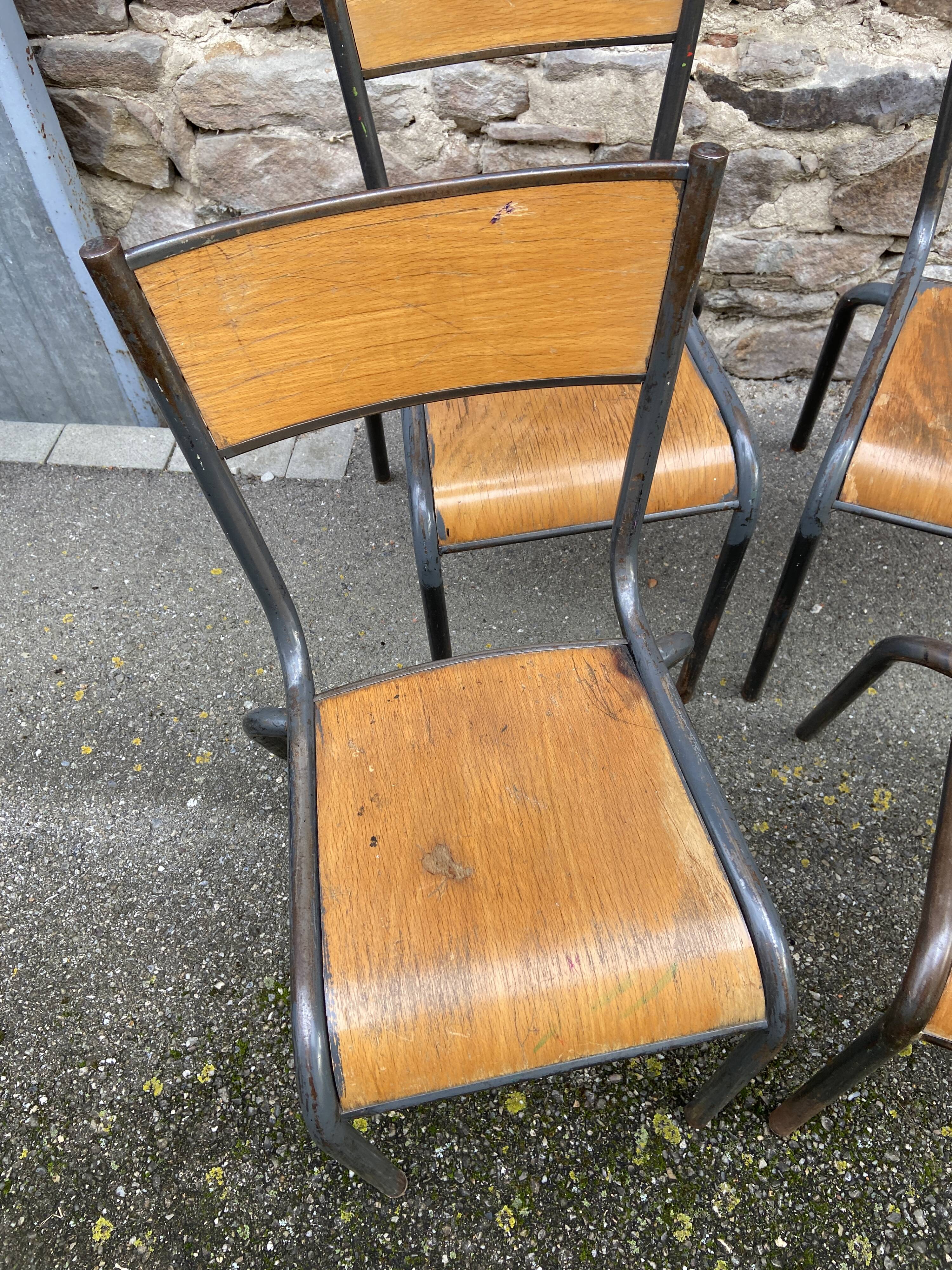 set of 4 industrial school chairs vintage school communities French School chairs Mullca