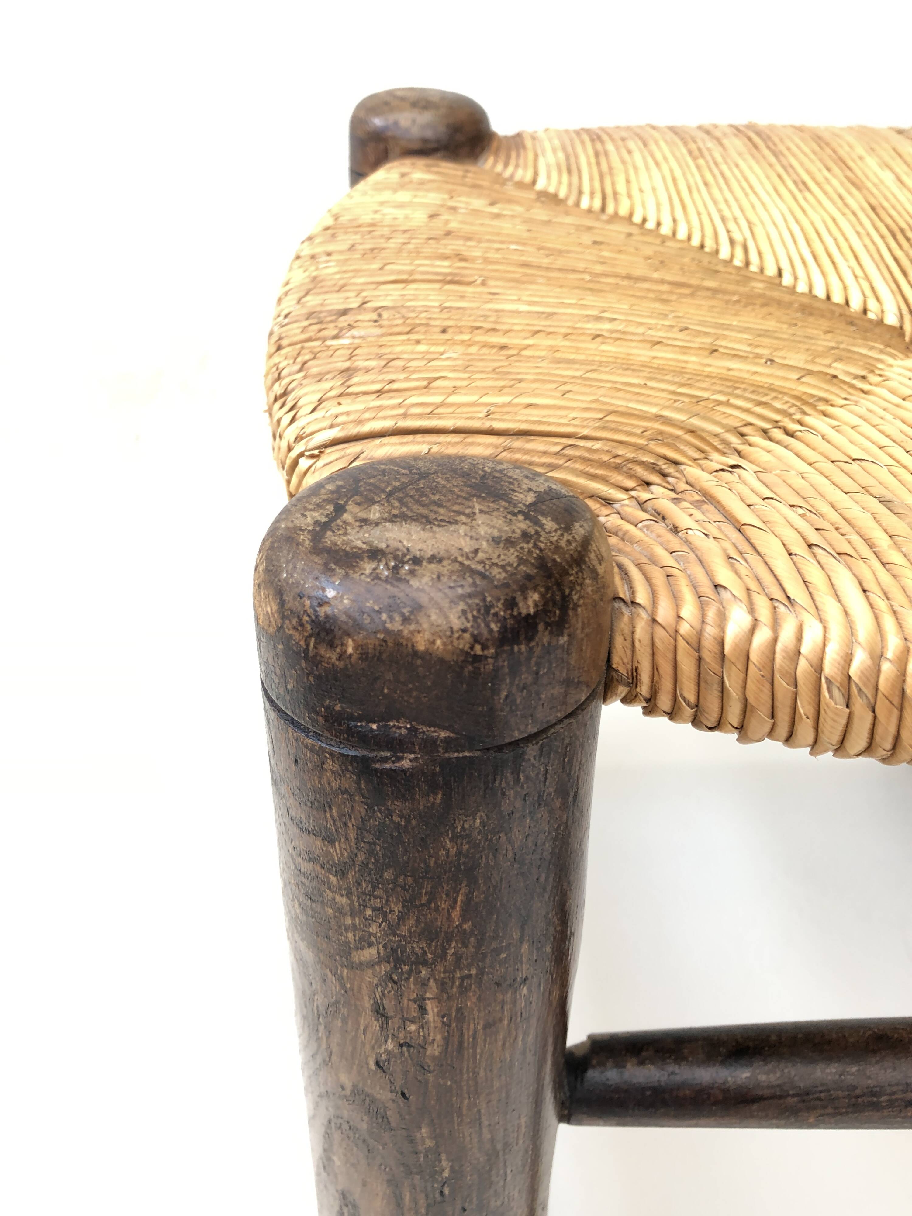 Oak and straw stool